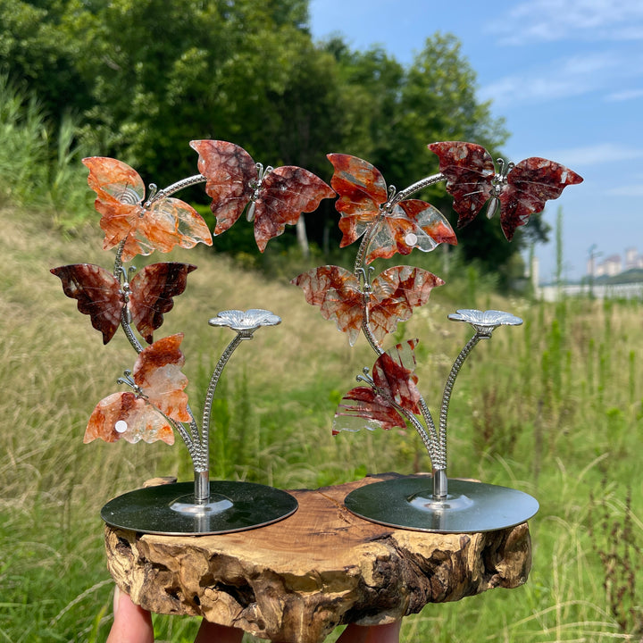 A Slightly Imperfect Natural Crystal Fire Quartz Butterfly Sphere Stand