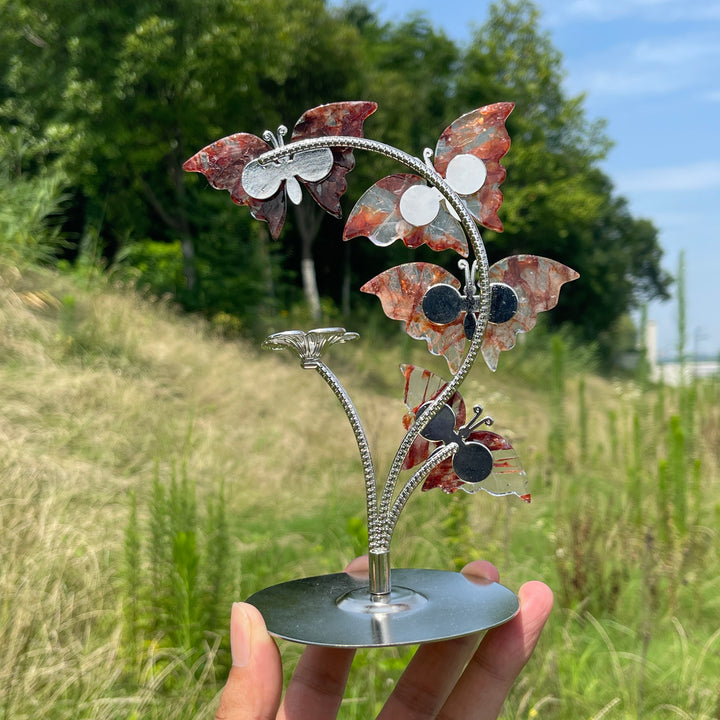 A Slightly Imperfect Natural Crystal Fire Quartz Butterfly Sphere Stand