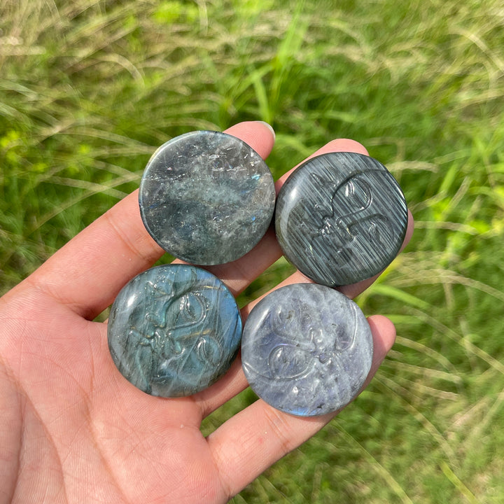 Natural Crystal Labradorite Moon Face Carving