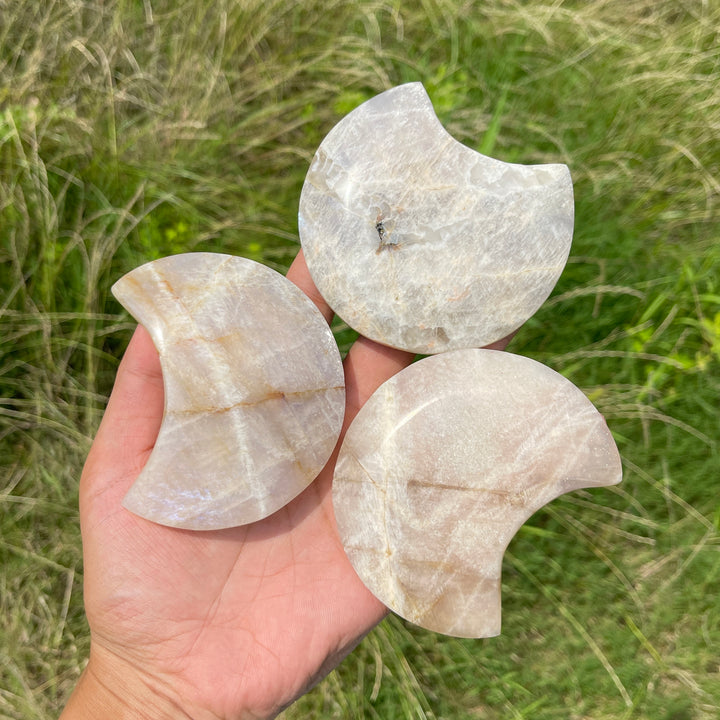 Natural Moonstone Crystal Moon Carving