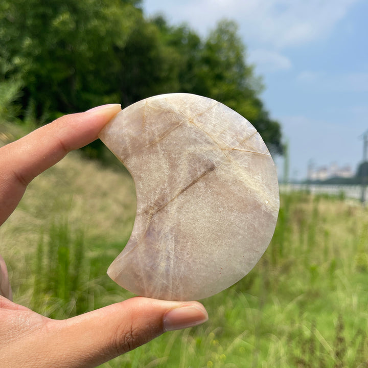 Natural Moonstone Crystal Moon Carving