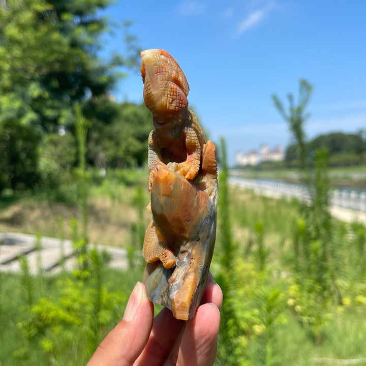 Unique,Natural Crystal Blue Quartzite Lizard Carving