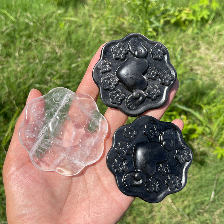Natural Crystal Winged Flower Plaque Carving