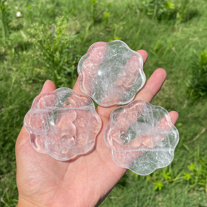 Natural Crystal Winged Flower Plaque Carving