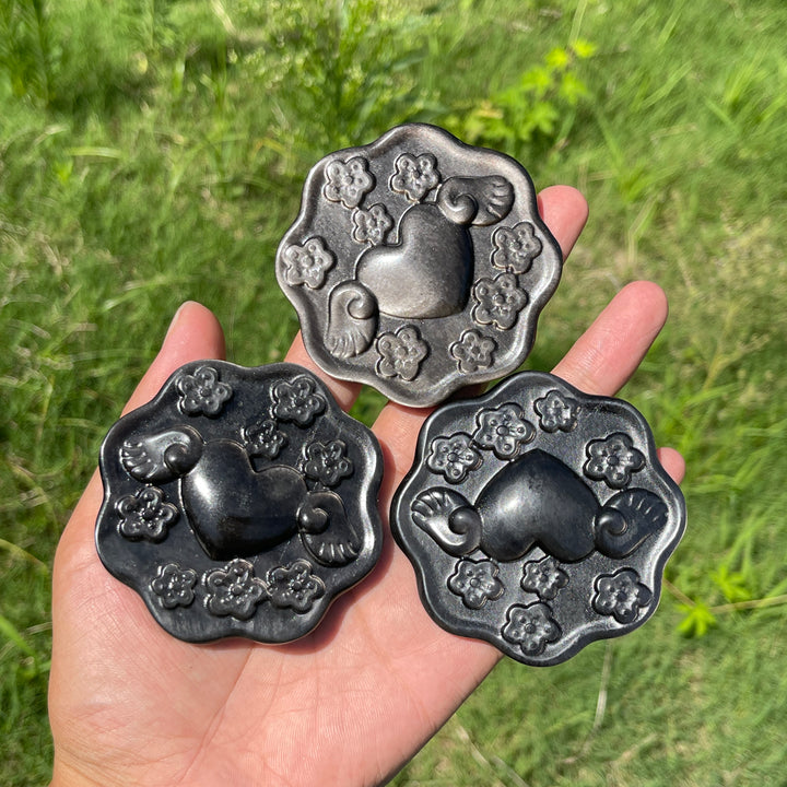 Natural Crystal Winged Flower Plaque Carving