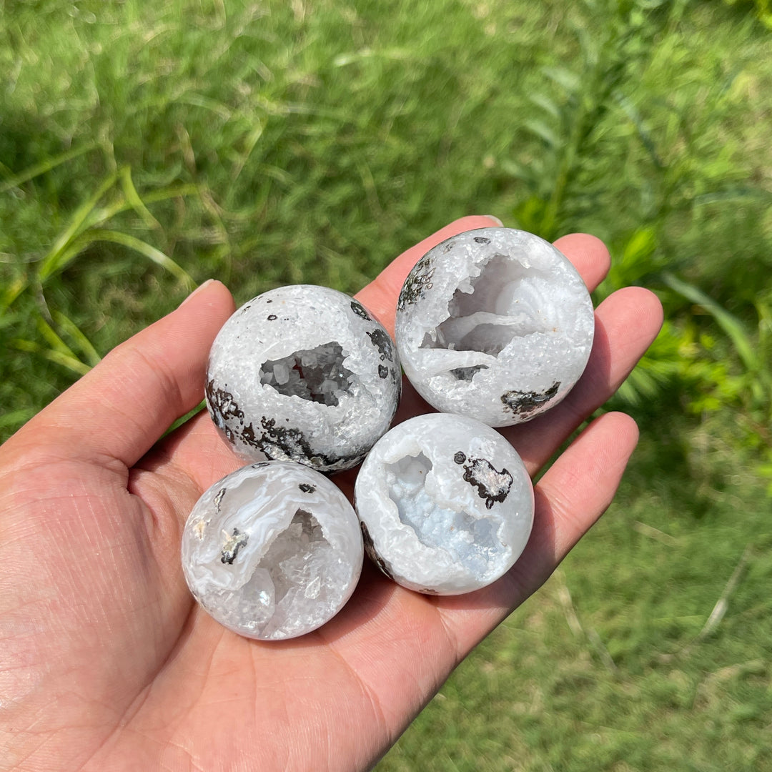 Unique,Natural Mexican Agate Geode Sphere