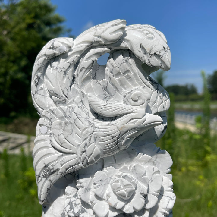 Unique,A Slightly Imperfect Natural Crystal Howlite Phoenix Carving