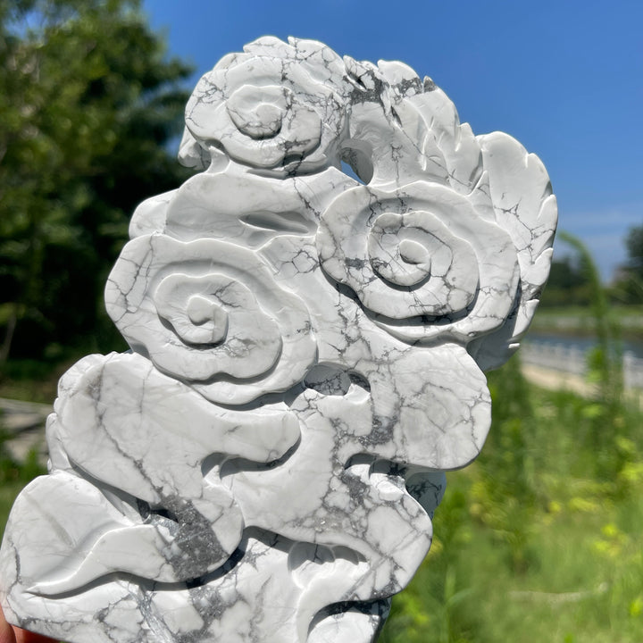 Unique,A Slightly Imperfect Natural Crystal Howlite Phoenix Carving