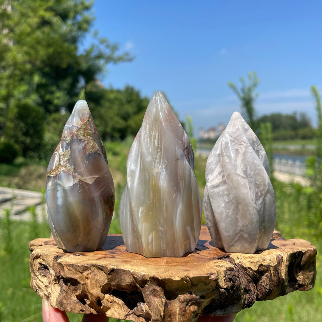 Unique,Natural Crystal Banded Agate Torch Ornament