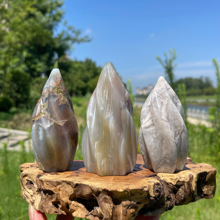 Unique,Natural Crystal Banded Agate Torch Ornament