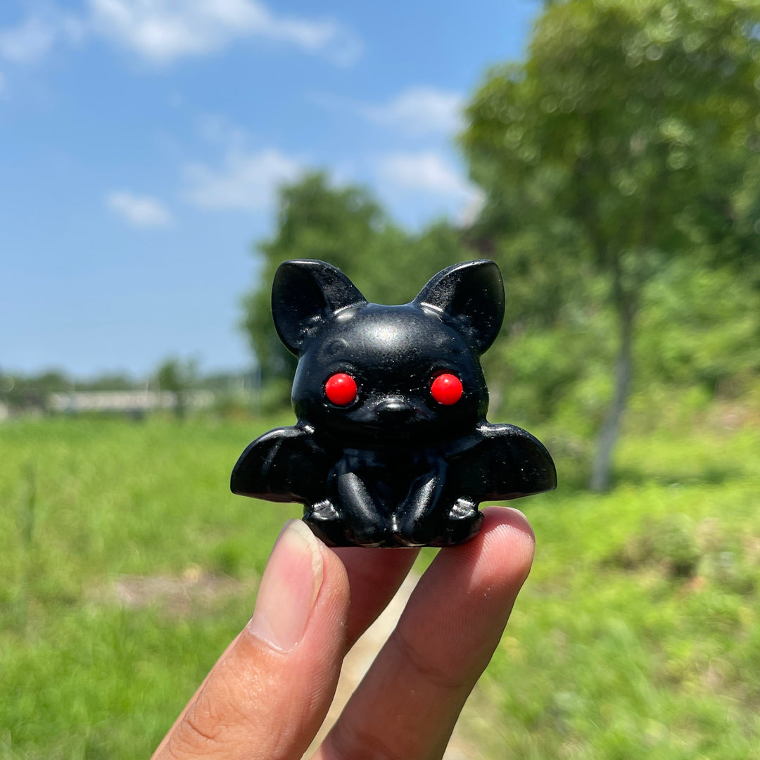 Natural Cute Cartoon Bat Crystal Carving