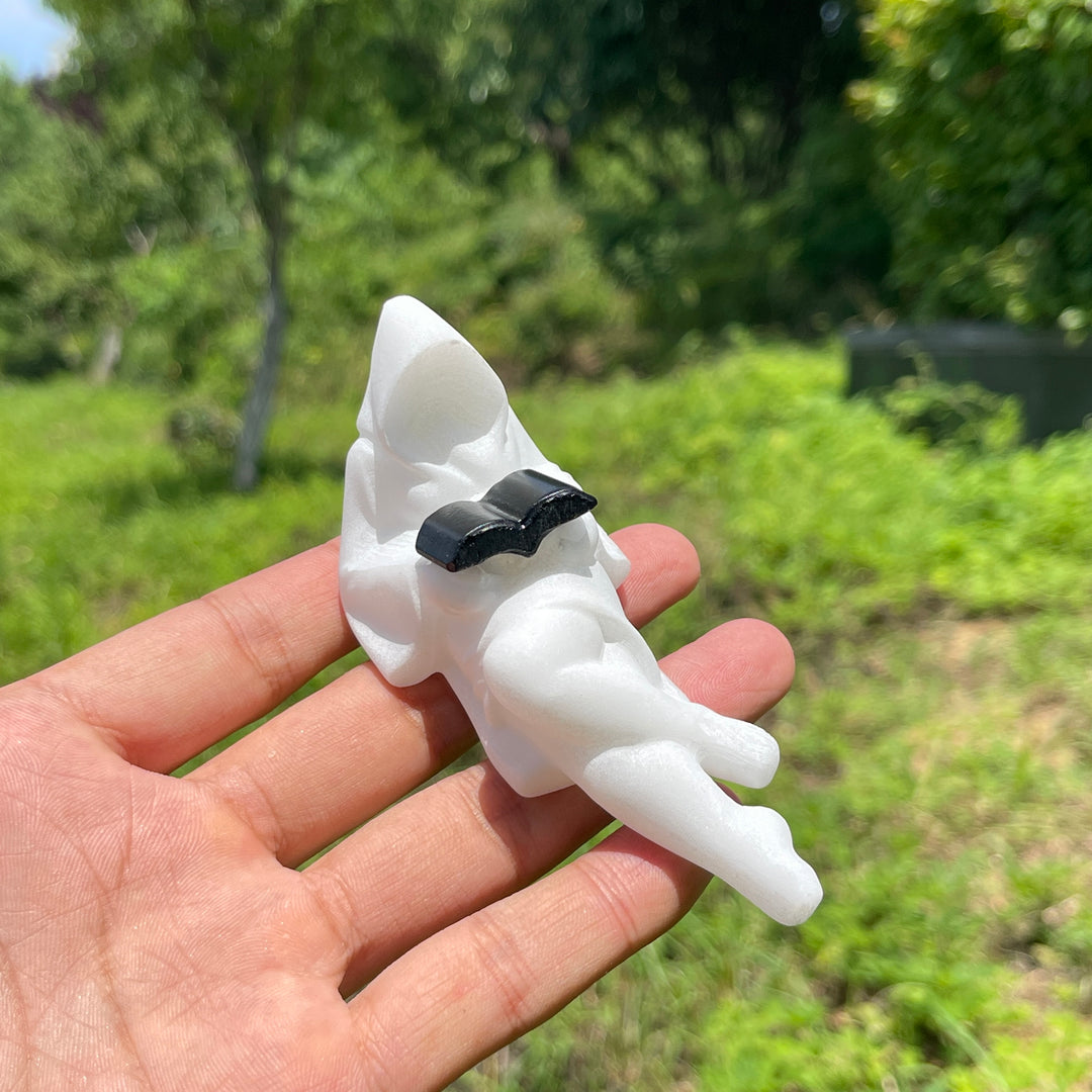 Natural Crystal Reading Ghost Lady Carving