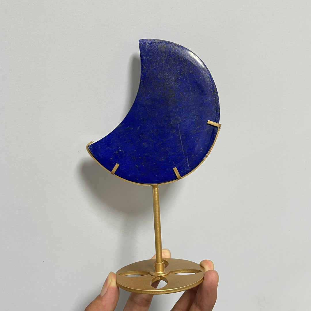 Unique,Natural Crystal Lapis Lazuli Moon With Stand