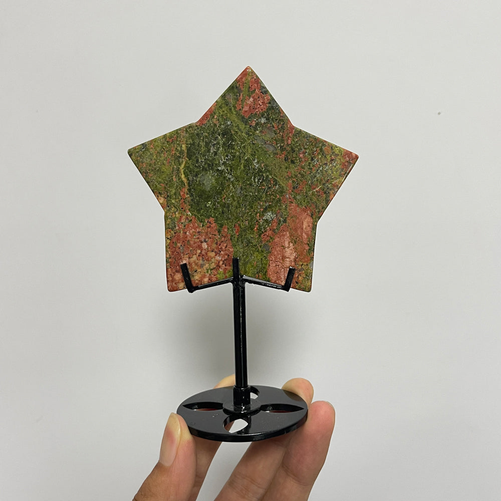Unique,Natural Crystal Vibrant Unakite Five-Pointed Star
