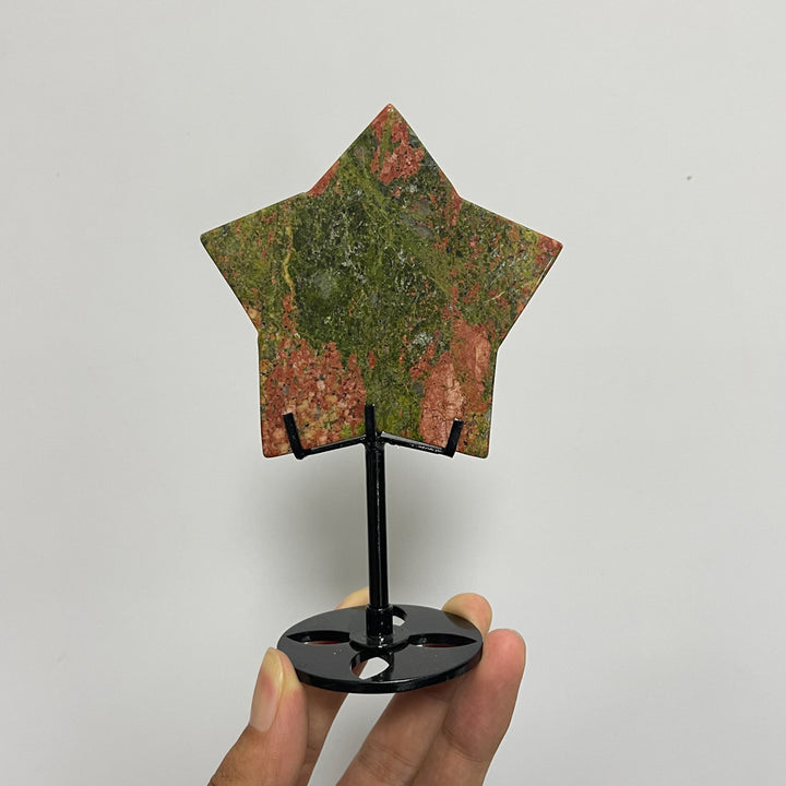 Unique,Natural Crystal Vibrant Unakite Five-Pointed Star