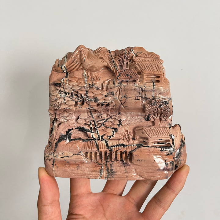 Unique,Natural Picture Jasper Landscape Carving
