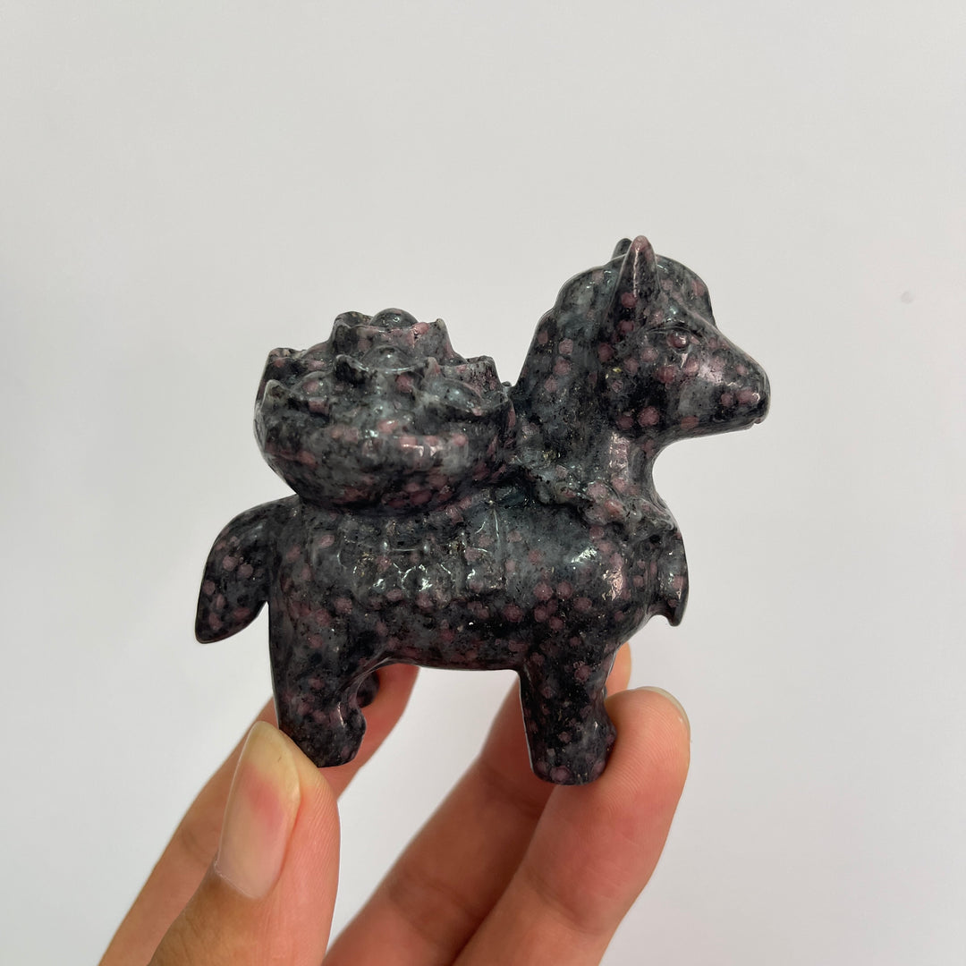 Natural Crystal Garnet Wealth Pony Carving