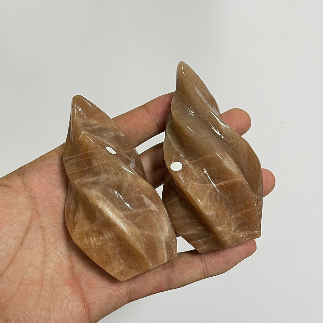 Unique,Imperfect Natural Crystal Peach Moonstone Flame Torch