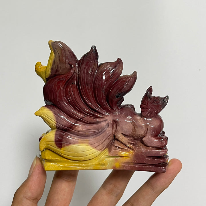 Unique,A Slightly Imperfect Natural Crystal Mookaite Nine-Tailed Fox Carving