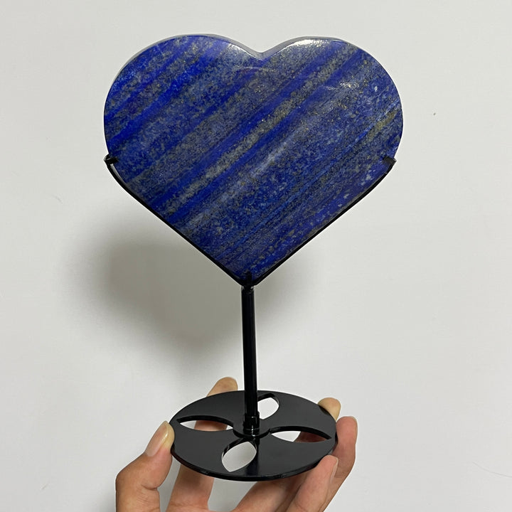 Unique,Natural Crystal Lapis Lazuli Heart With Stand
