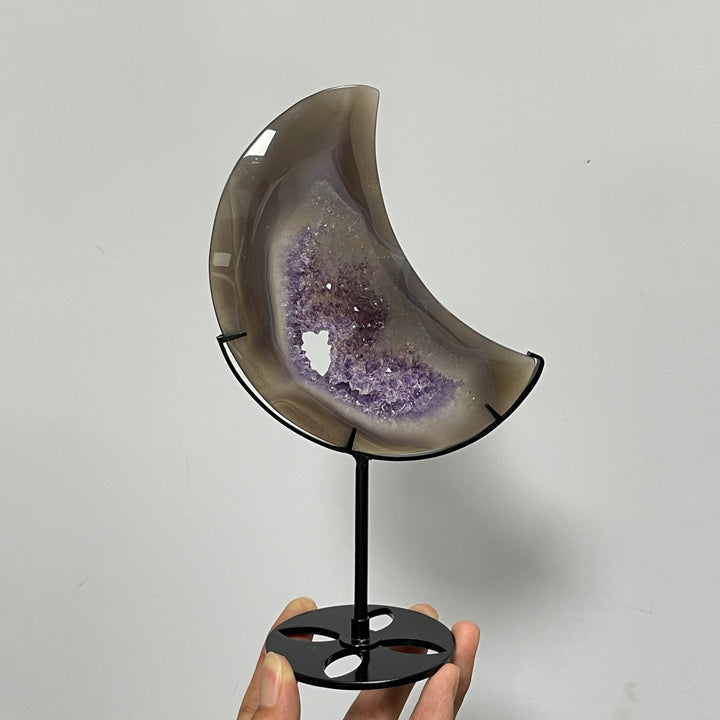 Unique,Natural Crystal Agate Geode Moon