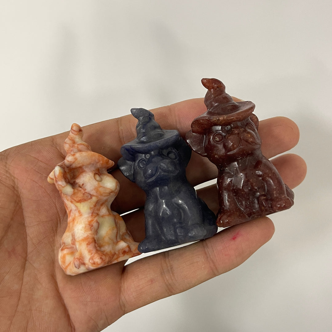 Natural Crystal Wizard French Bulldog Carving