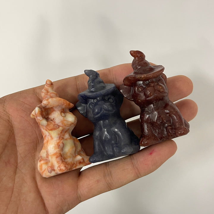 Natural Crystal Wizard French Bulldog Carving