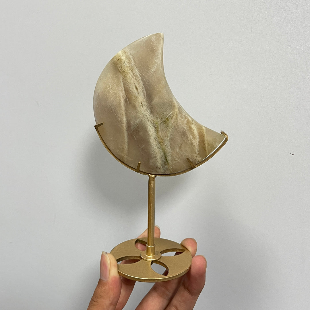 Unique,Natural Crystal Moonstone Crescent Moon