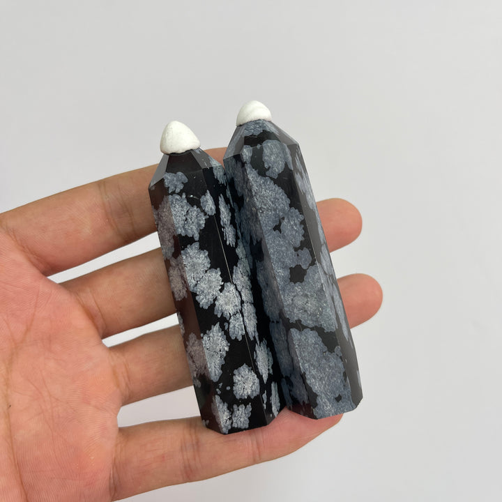 Natural Exquisite Crystal Snowflake Obsidian Point
