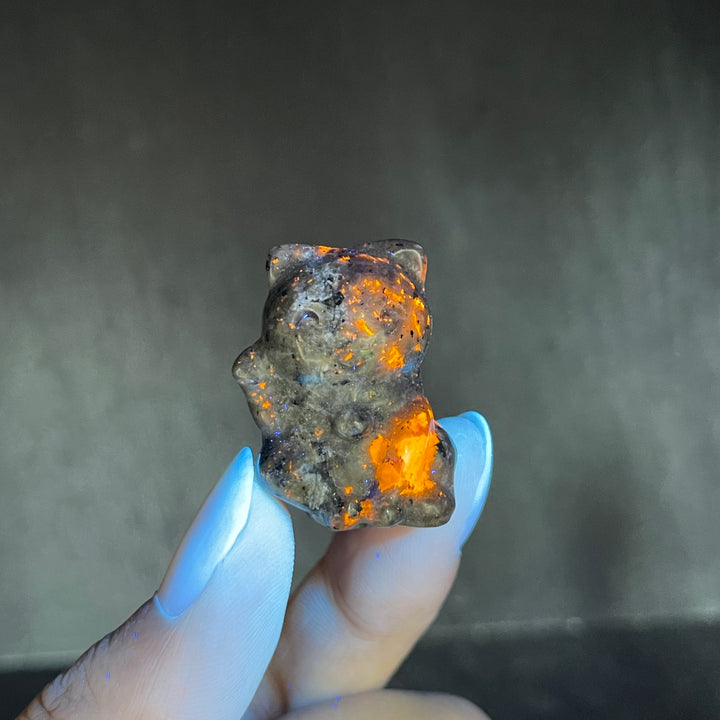 Natural Crystal Smiling Money Cat Carving