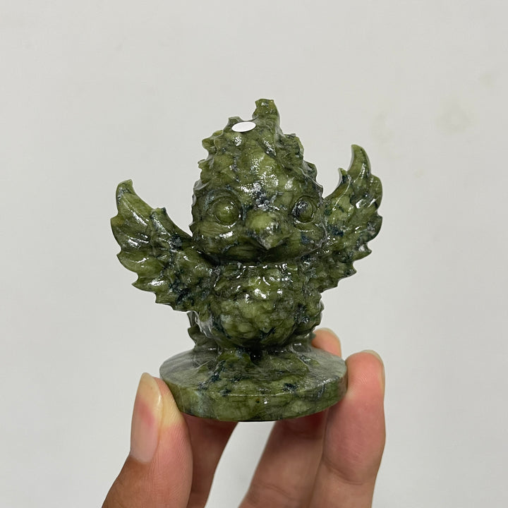 A Slightly Imperfect Natural Crystal Chubby Spread-Wing Phoenix Carving