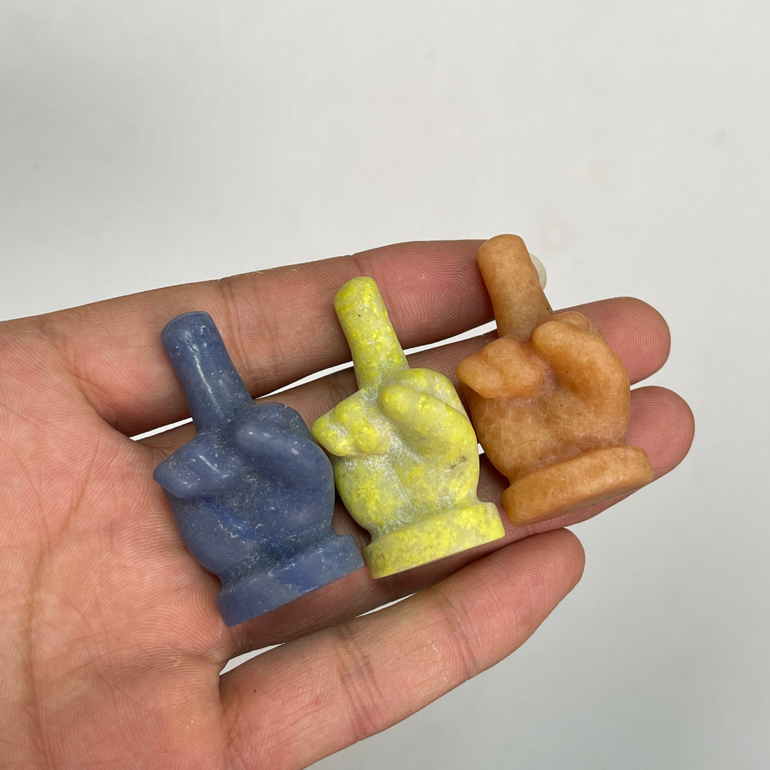 Natural Crystal Middle Finger Hand Carving