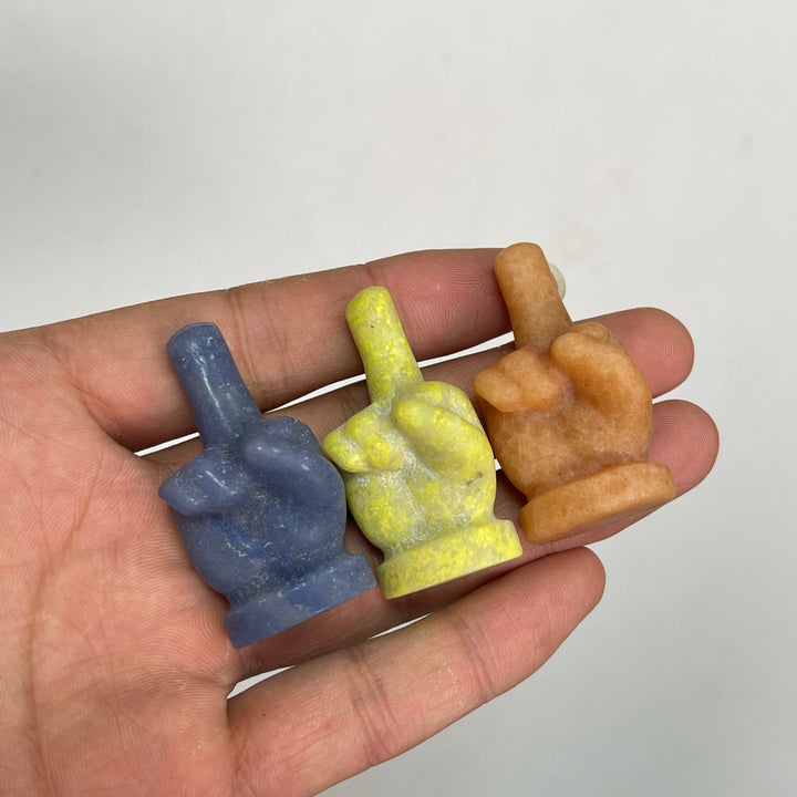 Natural Crystal Middle Finger Hand Carving