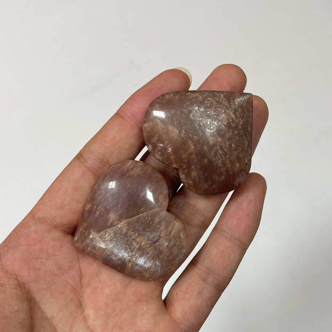 Natural Warm Crystal Peach Moonstone Heart