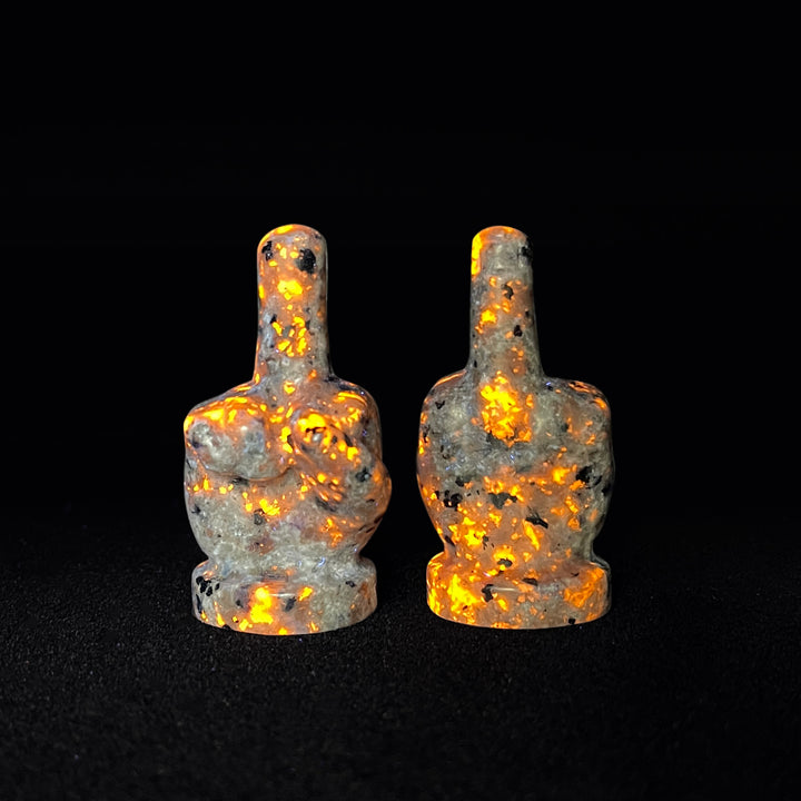 Natural Crystal Middle Finger Hand Carving