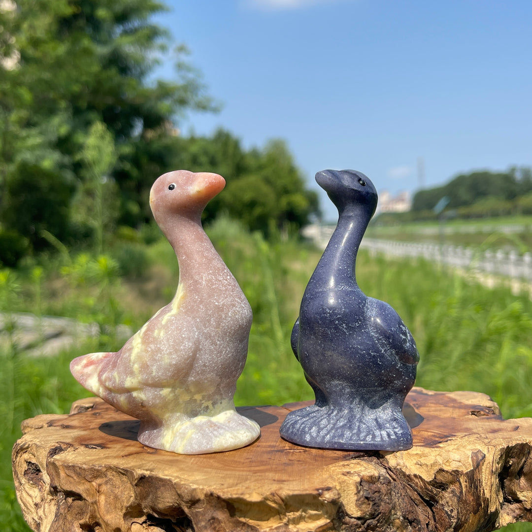 Natural Crystal Upturned Neck Duck Carving
