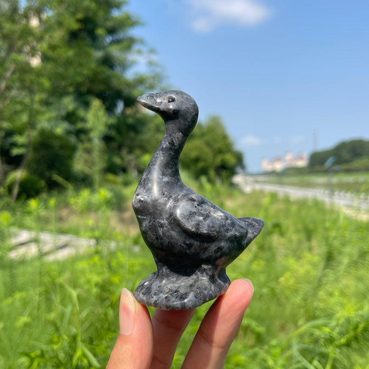 Natural Crystal Upturned Neck Duck Carving
