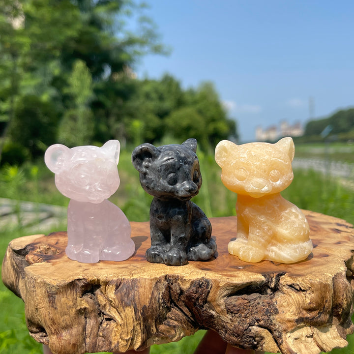 Natural Crystal Baby Leopard Carving
