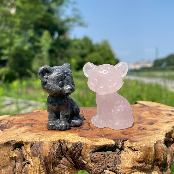 Natural Crystal Baby Leopard Carving