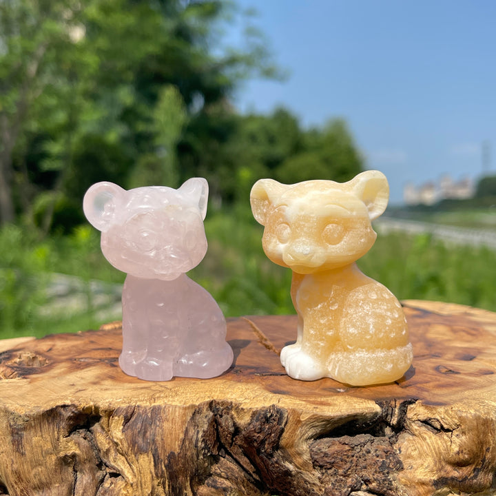 Natural Crystal Baby Leopard Carving