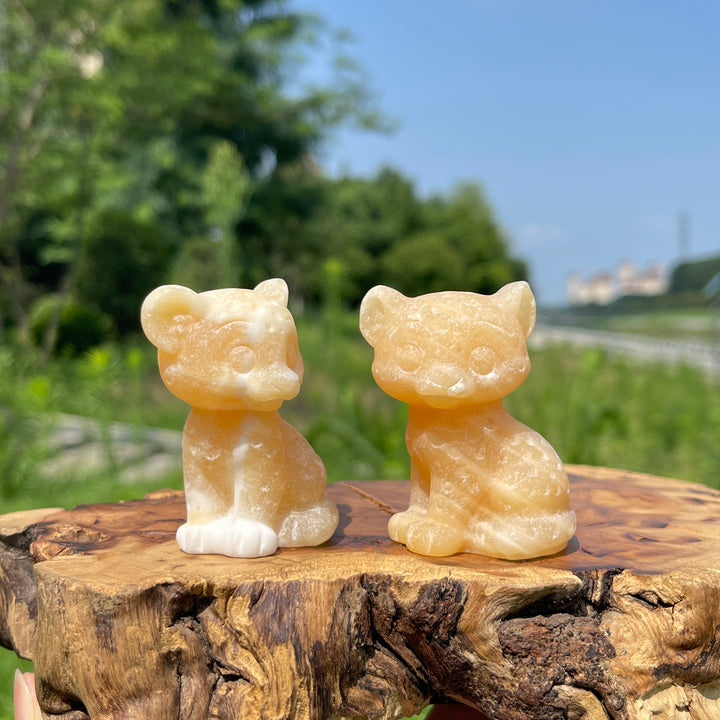 Natural Crystal Baby Leopard Carving