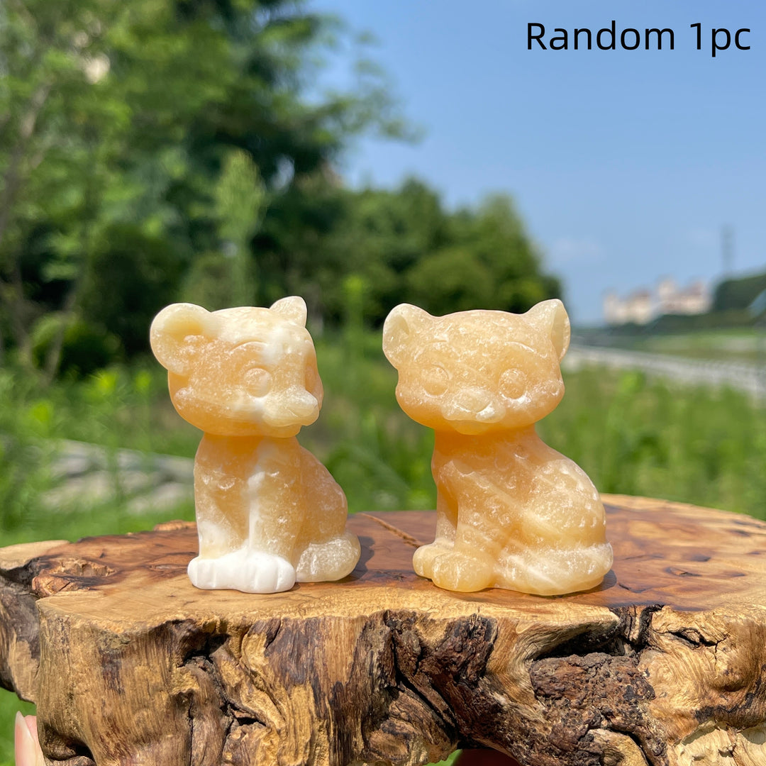 Natural Crystal Baby Leopard Carving