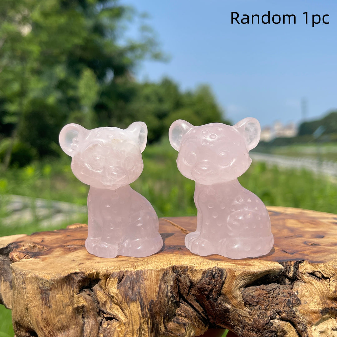 Natural Crystal Baby Leopard Carving