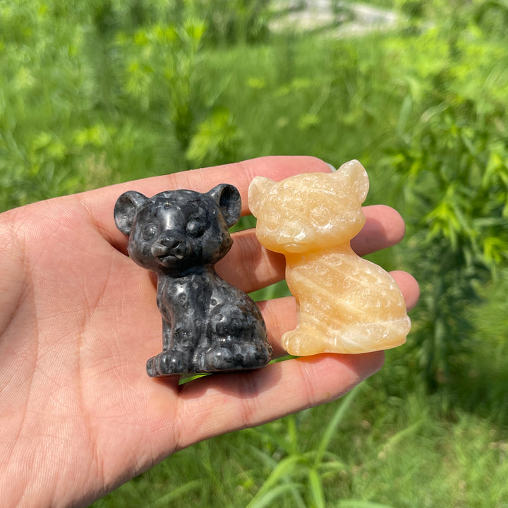 Natural Crystal Baby Leopard Carving