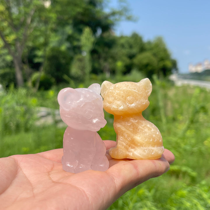 Natural Crystal Baby Leopard Carving