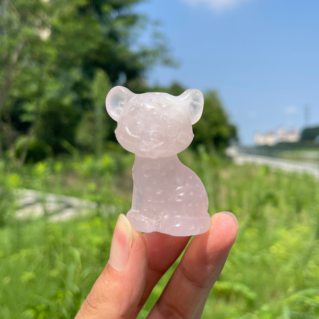 Natural Crystal Baby Leopard Carving