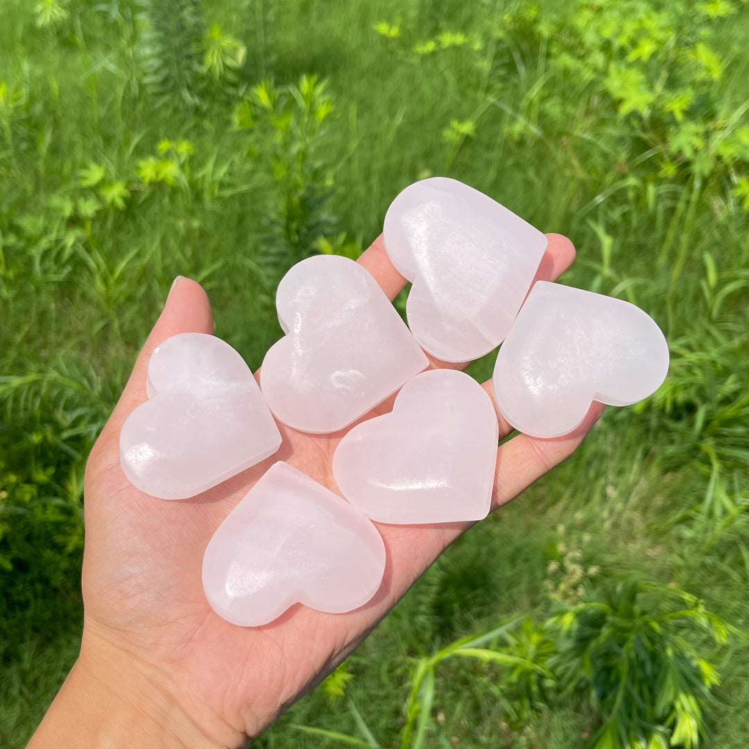 Natural Pink Calcite Mini Heart Carving