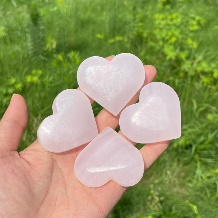 Natural Pink Calcite Mini Heart Carving