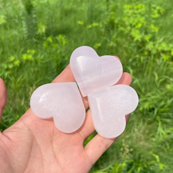Natural Pink Calcite Mini Heart Carving