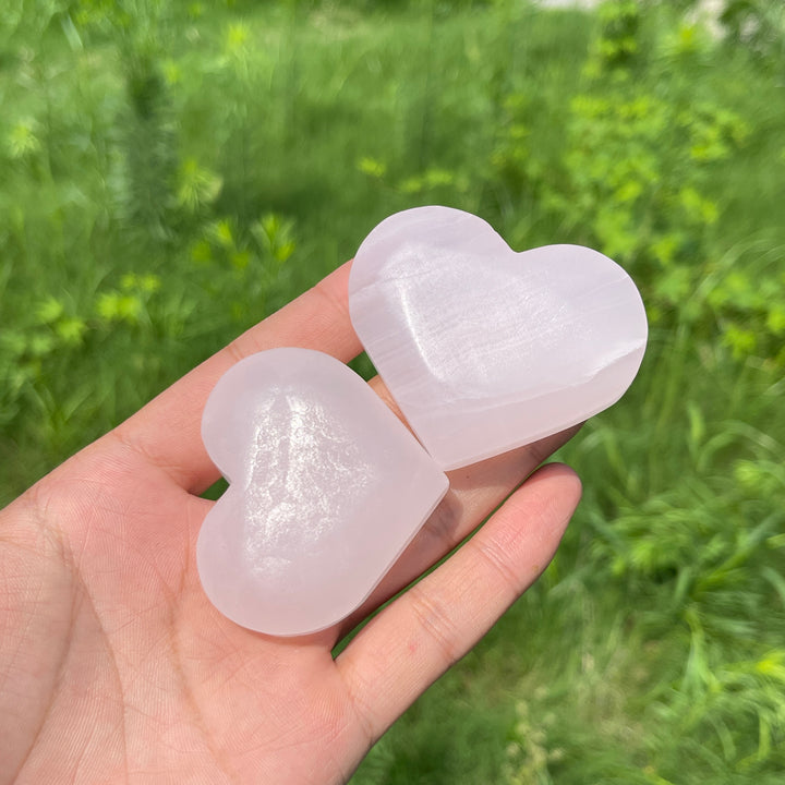 Natural Pink Calcite Mini Heart Carving